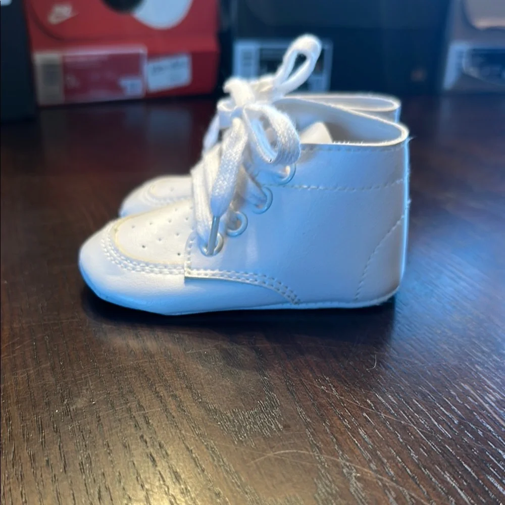 White Baby Dress Shoes Infant Christening Baptism Lace Up Size 2